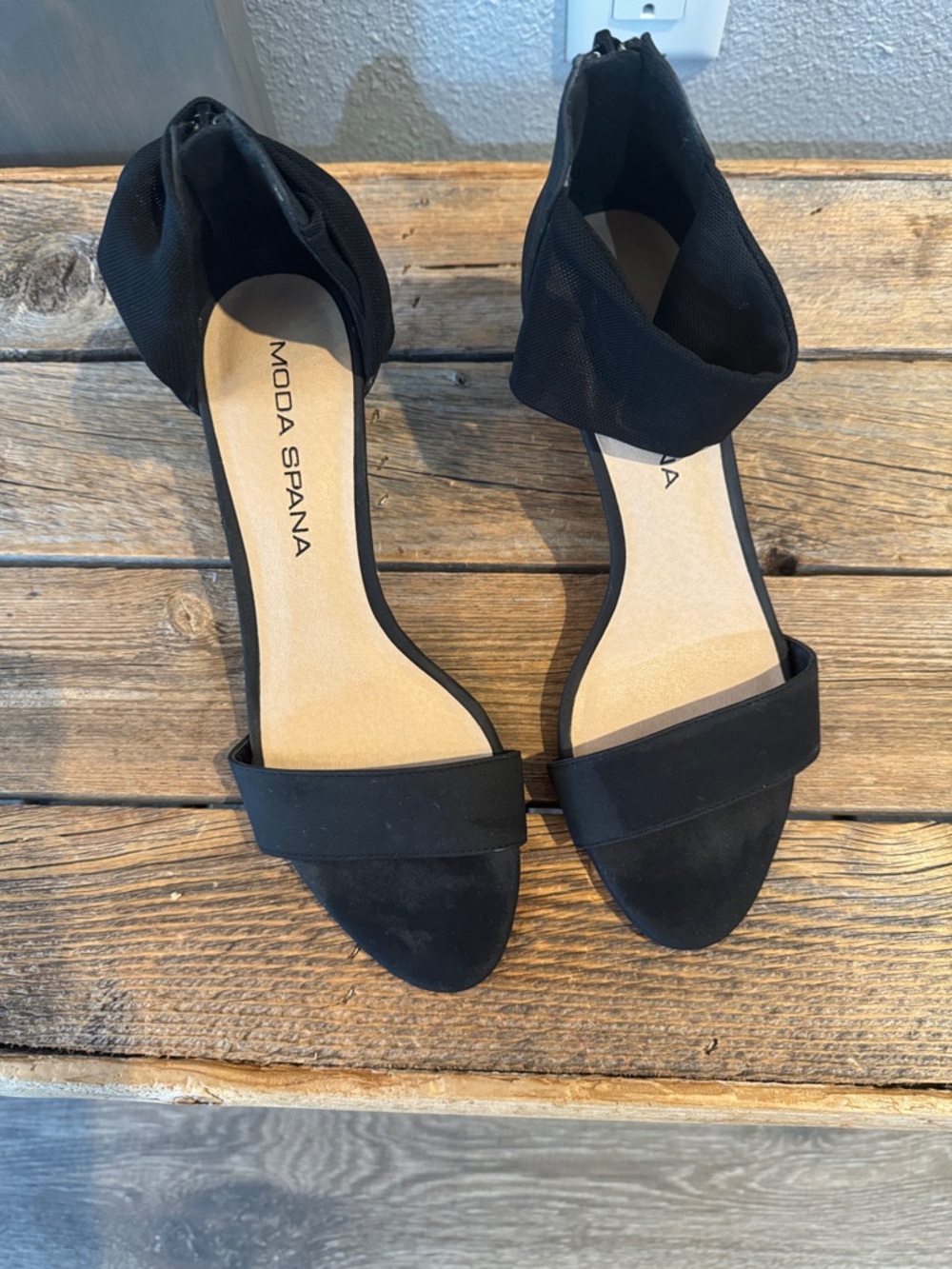 Moda Spana Black Open-Toe Ankle-Strap Heels